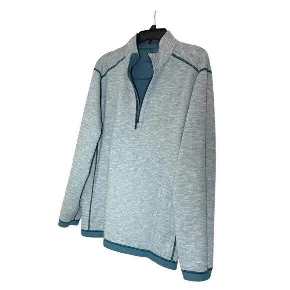 Tommy Bahama Men Blue Quarter Zip Knit Collared Reversible Sweatshirt Sz XL New - Picture 5 of 11